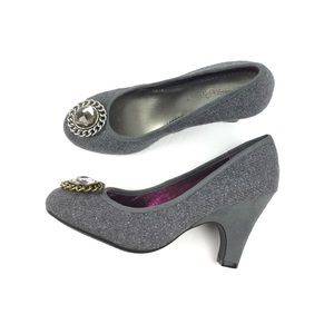 New Lindsay Phillips Alex Tweed Metallic Heels